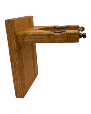 Leopold Woodworks handcrafted oak wall-mounted guitar hanger with a minimalist gallows design and felt padding.