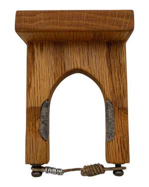 Leopold Woodworks handcrafted oak guitar wall mount with felt padding and rustic cord detail