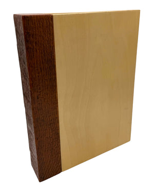 Leopold Woodworks handcrafted solid oak and maple domino storage box with a ball catch clasp